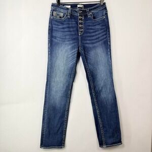 Vigoss straight leg button fly jeans Classic medium wash denim with contrast